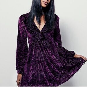 Free People Burn Out Velvet Mini Dress
